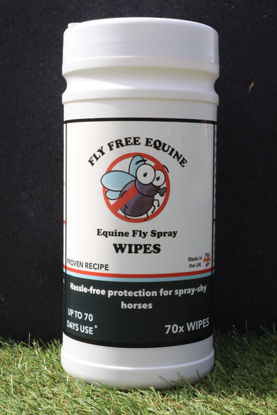 Canister of equine fly repellent wipes, 70 wipes