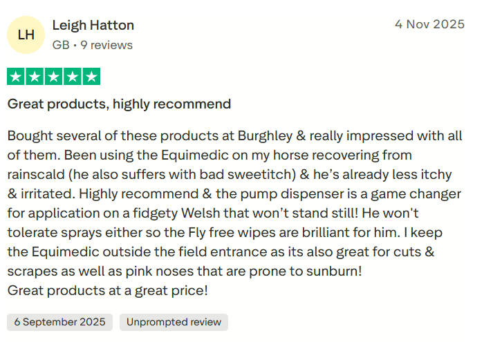 Customer review graphic for Equimedic Soothing Ointment