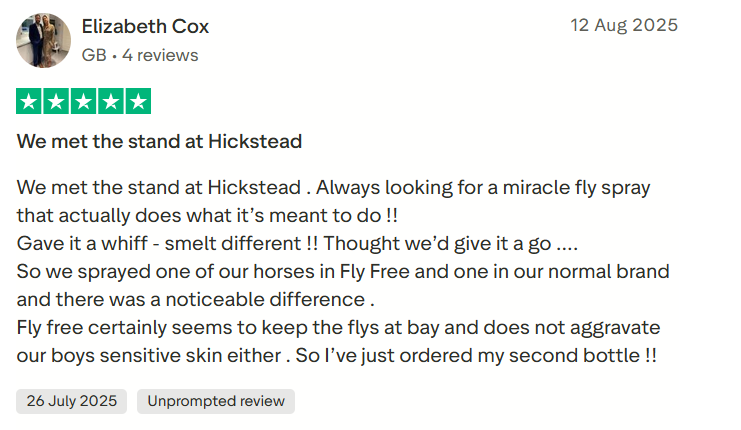 Review graphic for United Equine Products fly repellent