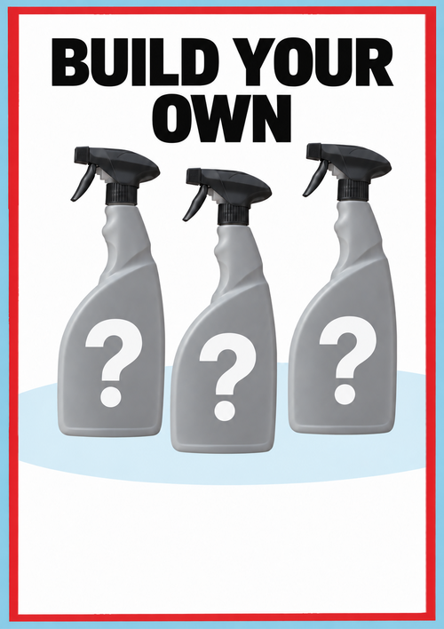 Three placeholder bottles for a custom horse-care bundle